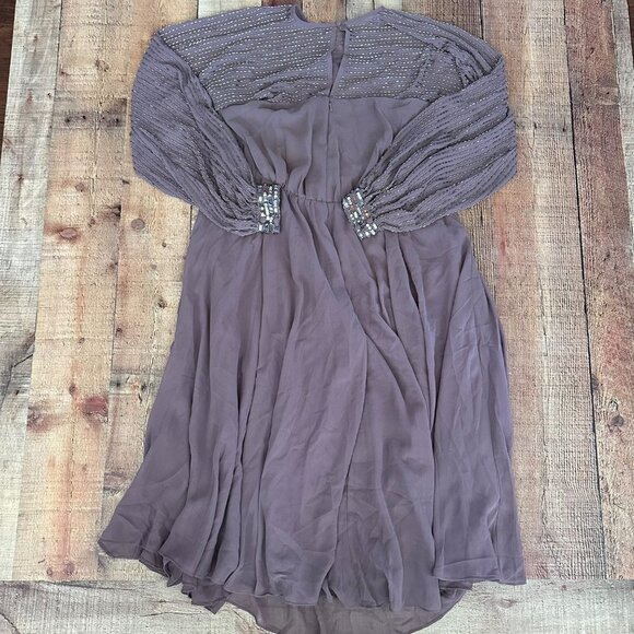 Asos Maternity midi dress with linear yoke embellishment mauve purple size 10 - Picture 6 of 9